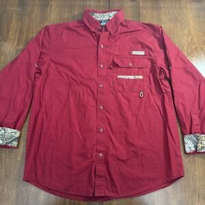 Columbia PHG Long Sleeve Shirt Red Camo Trim Men's Medium Hunting Performance